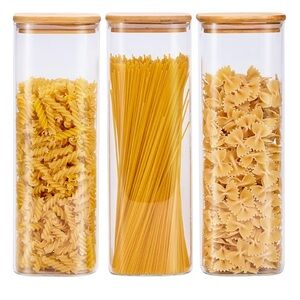 Glass Storage Jars with Bamboo Lids - Set of 2
